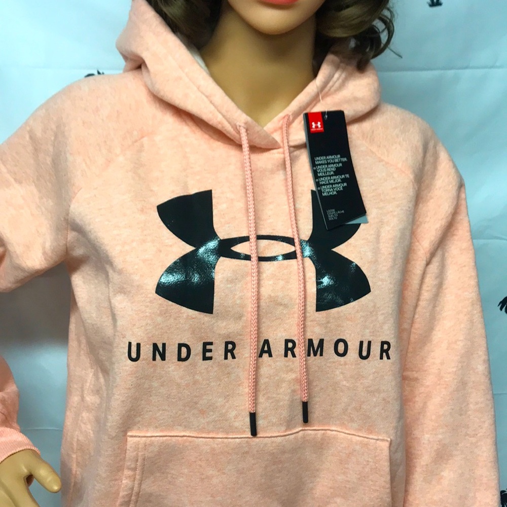 Brand New Under Armour Peach Hooded Sweatshirt - Picture 3 of 12